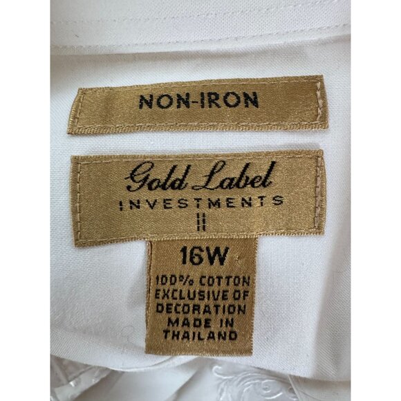 Gold Label Investments Non-Iron White Embroidered Button-Up Shirt 16W 100% Cotto - Picture 10 of 16